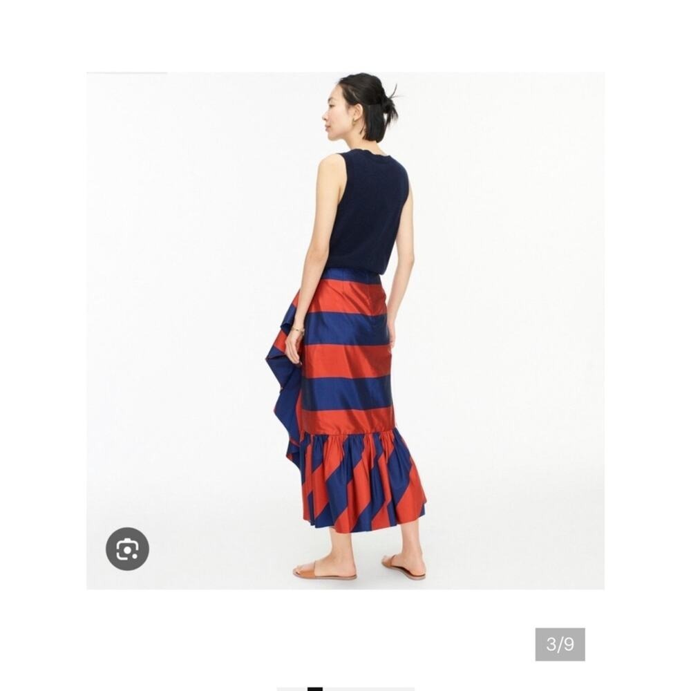 J.Crew Rugby Stripe ruffle faux wrap style skirt 4 - Picture 7 of 14